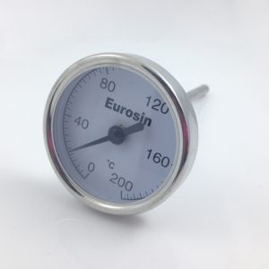 Termometros  bimetalico, 2" dia X 6" L, rango 0-200C